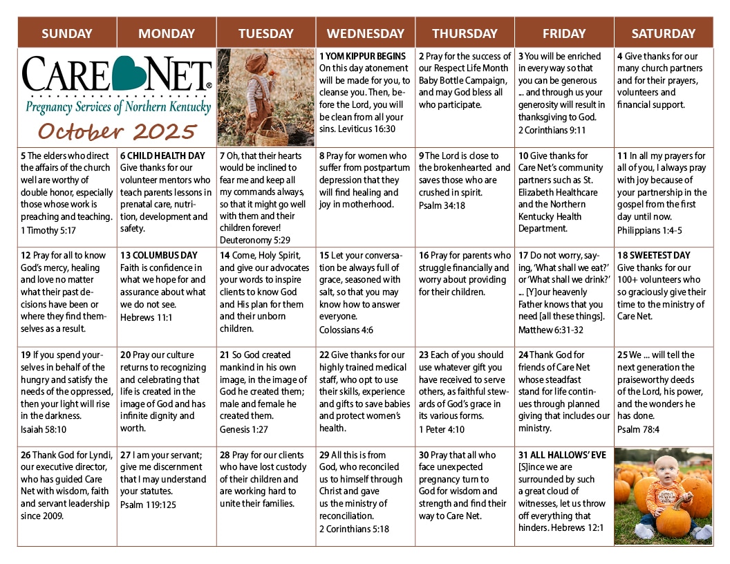 October prayer calendar